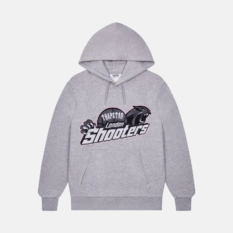 Trapstar Chenille Shooters Hoodie - Grey/Pink Hoodie with High-Low Hem Asymmetrical Trendy Trapstar Chenille Shooters Hoodie - Grey/Pink Hoodie with High-Low Hem Asymmetrical Trendy