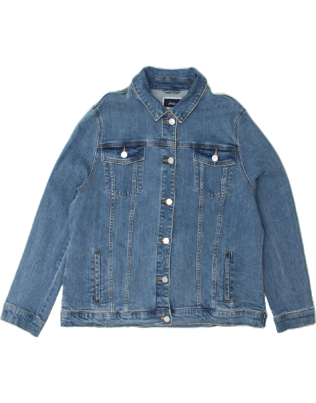 JOULES Womens Denim Jacket UK 18 XL Blue Cotton Tailored Jacket Straight Jacket A-Line Jacket