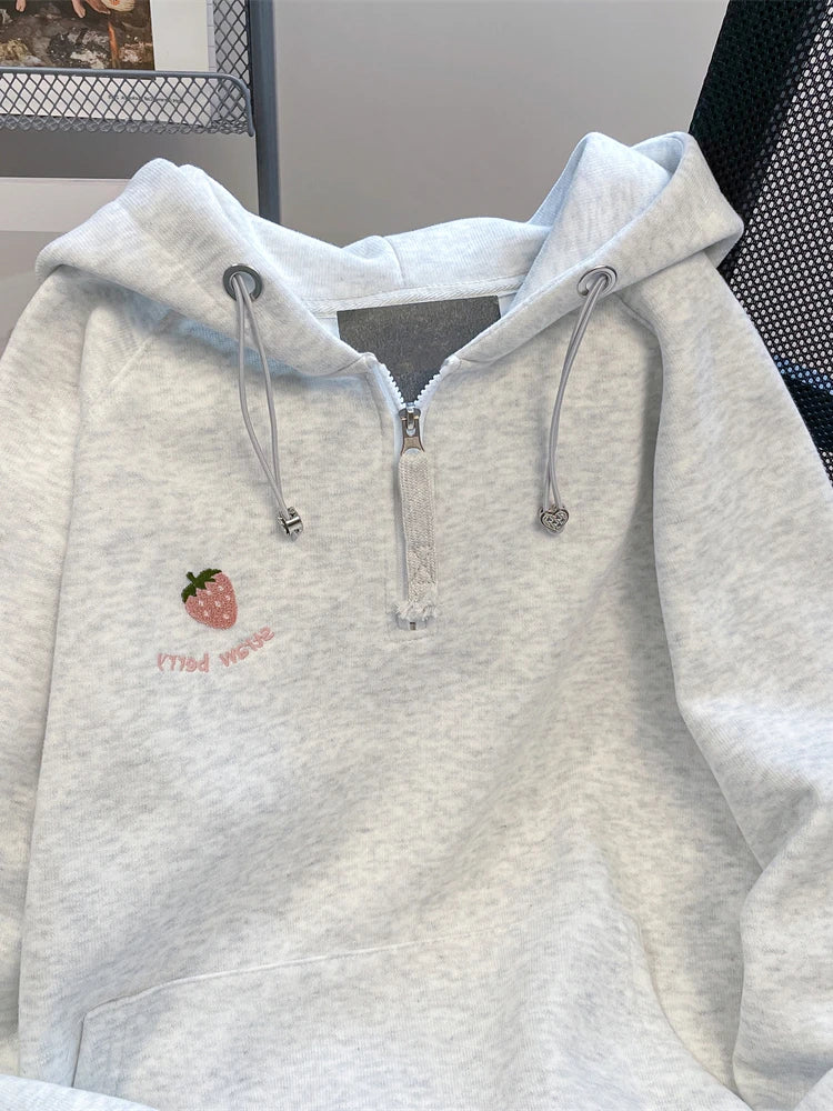 Advbridge Beautiful Embroidery Half Zipper Hoodie For Women Sweet Casual Loose Hooded Sweatshirt Top Female 2024 Spring Autumn A7272 Hoodie with Back Slit Movement Comfort Advbridge Beautiful Embroidery Half Zipper Hoodie For Women Sweet Casual Loose Hooded Sweatshirt Top Female 2024 Spring Autumn A7272 Hoodie with Back Slit Movement Comfort