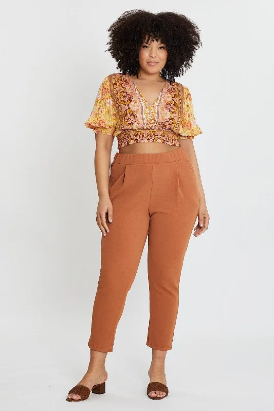 Beige Mid Rise Black Slim Pants Relaxed Linen Pants