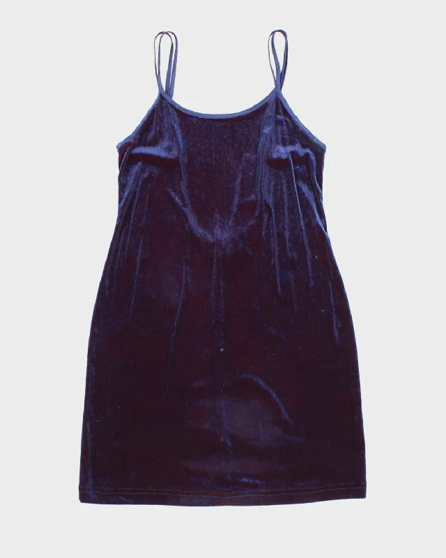 Vintage 90s Gilligan O'Malley Two Tone Blue/Purple Velour Slip Dress - S