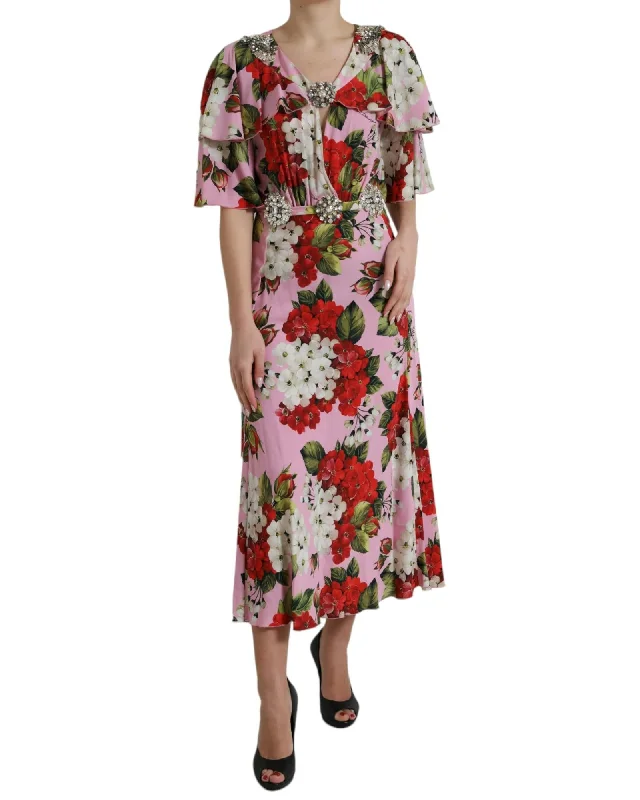 Dolce & Gabbana Floral Crystal Embellished A-line Dress