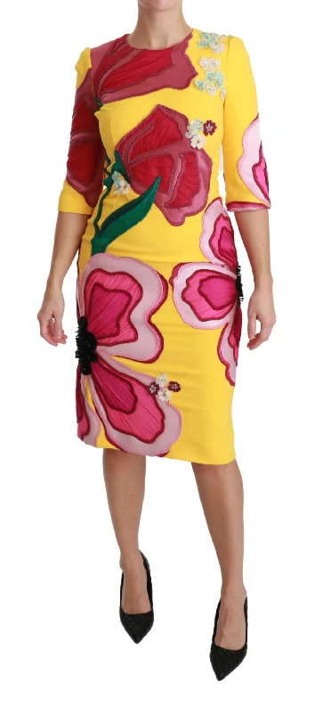 Dolce & Gabbana Floral Crystal Sheath Dress