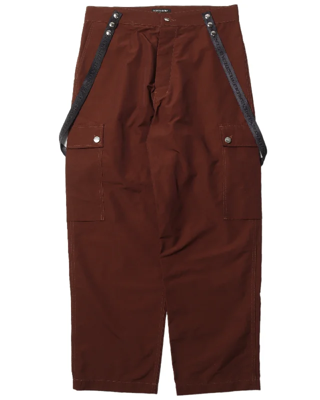 Wool-Blend Nylon Suspender Cargo Pants Sleek Black Pants