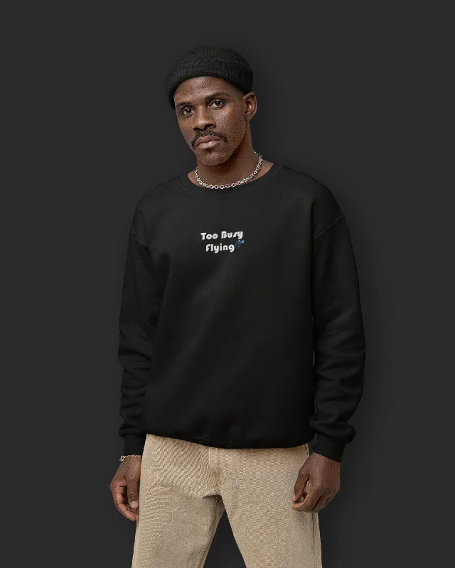 Unprocessed Drop Shoulder Sweatshirt: Black Hoodie with Hem Patch Decorative Personalized Unprocessed Drop Shoulder Sweatshirt: Black Hoodie with Hem Patch Decorative Personalized