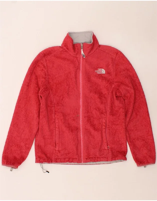 THE NORTH FACE Womens Fleece Jacket UK 14 Medium Red Polyester Bomber Jacket Anorak Windbreaker