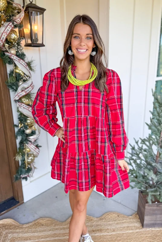 Shannon Plaid Dress in Red