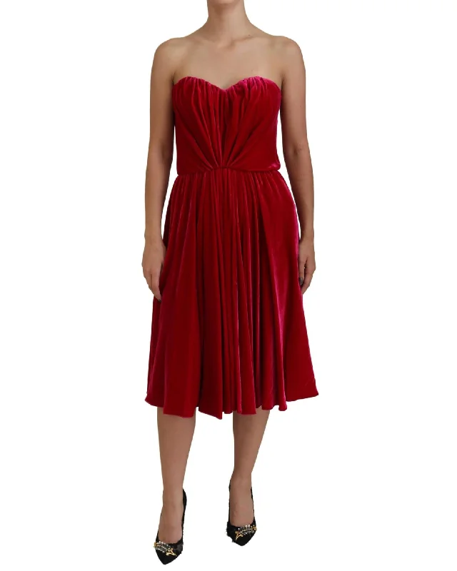Dolce & Gabbana Viscose Stretch Strapless A-line Dress