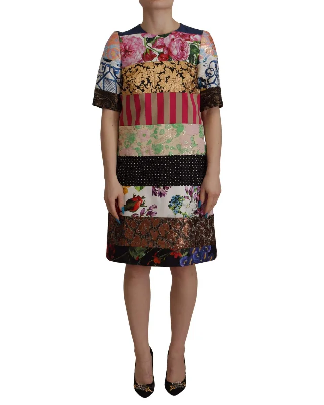 Dolce & Gabbana Patchwork Floral Jacquard Mini Gown Dress