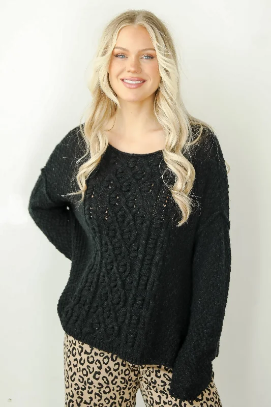 Cherished Crush Black Sweater Fitted Loose Oversized