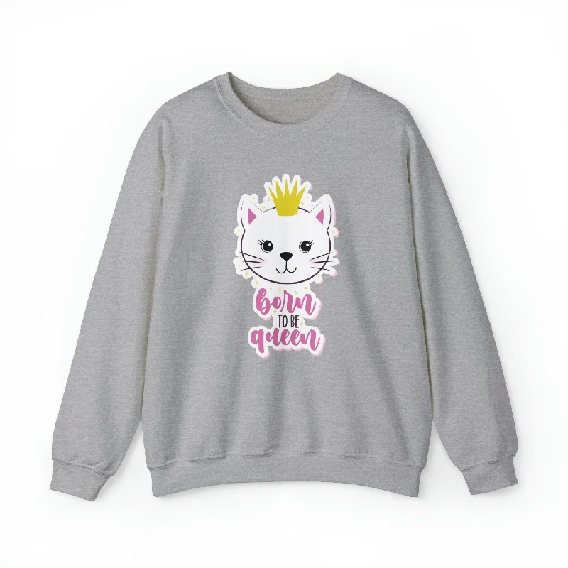 Queen Kitty Crewneck Sweatshirt Hoodie with Stripes Bold Sporty