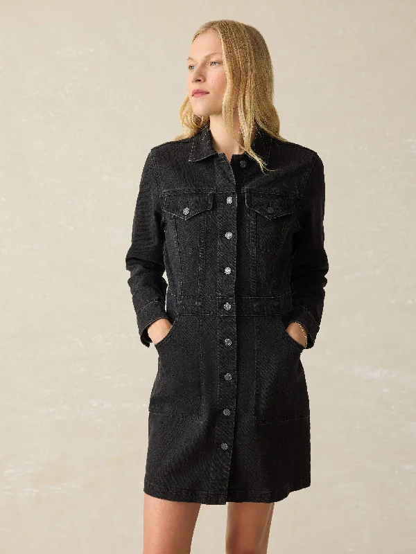 Denim Michelle Dress - Vintage Black Wash Turtleneck Warm Winter