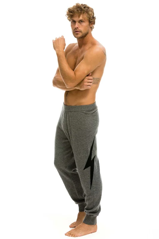 MEN'S BOLT CASHMERE LIGHT SWEATER PANT	- DEEP HEATHER // BLACK BOLT Spandex Blend Rayon Blend Denim Blend