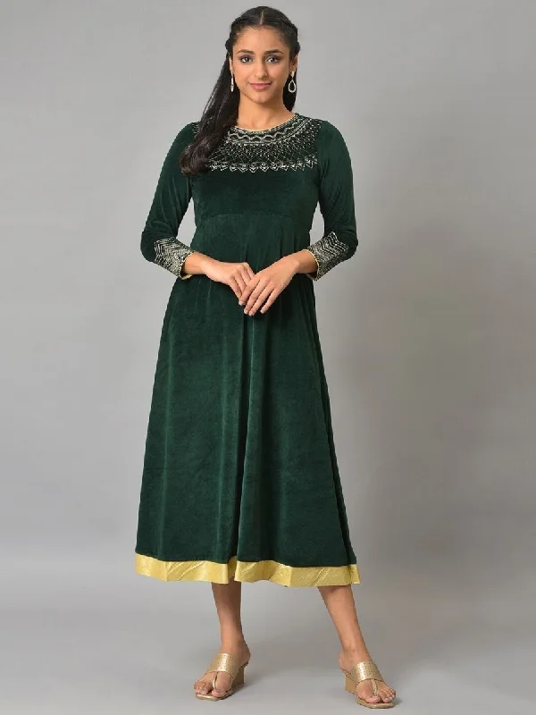 AURELIA Sequined Detailed A-Line Midi Ethnic Dress