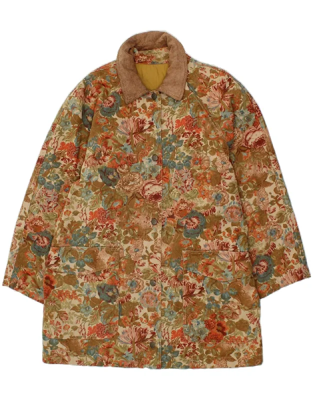 NEW PENNY Womens Windbreaker Jacket UK 14 Medium Multicoloured Floral Notch Collar Jacket Peter Pan Collar Jacket Cowl Neck Jacket
