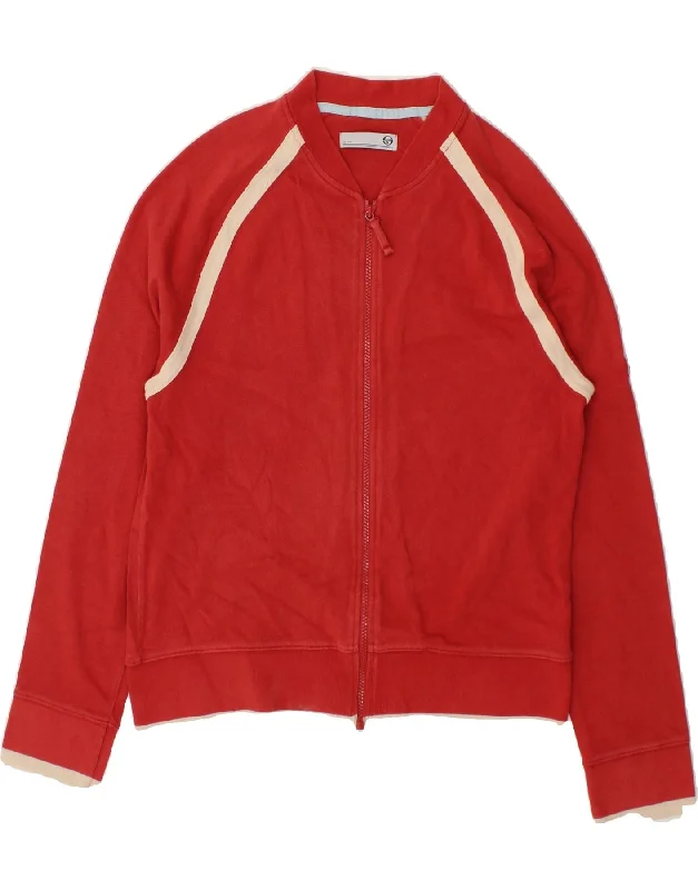 SERGIO TACCHINI Womens Tracksuit Top Jacket UK 14 Medium Red Polyester Rayon Fabric Velvet Fabric Corduroy Fabric
