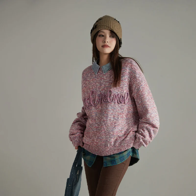 Colorful Loose Fit Knit Sweater High Neck Crew Neck V-Neck