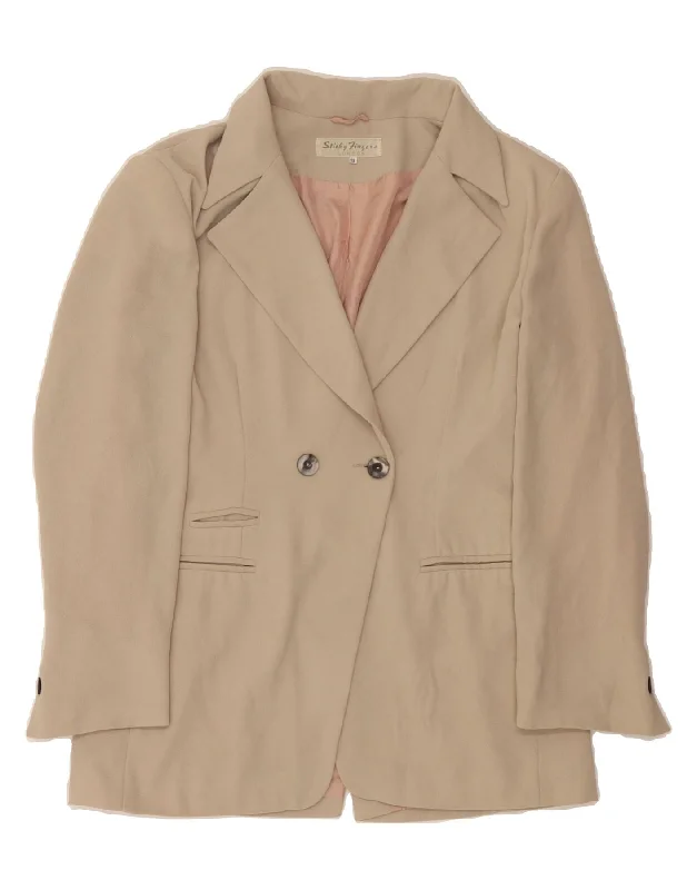 STICKY FINGERS Womens Longline Blazer Jacket UK 12 Medium Beige Tiered Jacket Buttoned Jacket Zippered Jacket