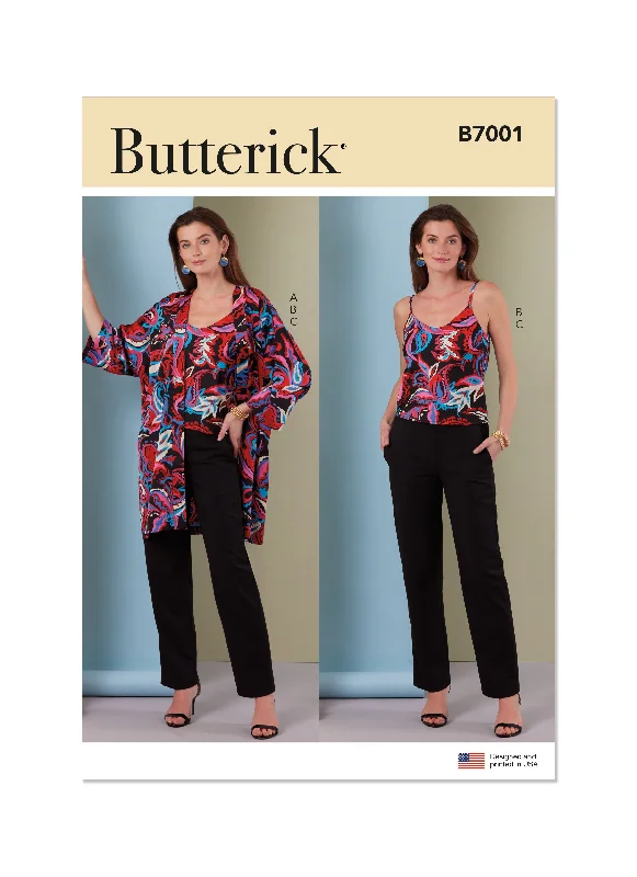 Butterick Pattern B7001 Misses' Jacket, Camisole and Pants V-Neck Jacket Boat Neck Jacket Square Neck Jacket