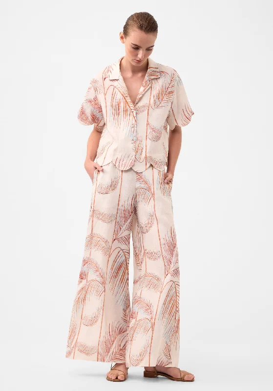 Rowie Linen Pant_Print Trendy High-Waist Trousers