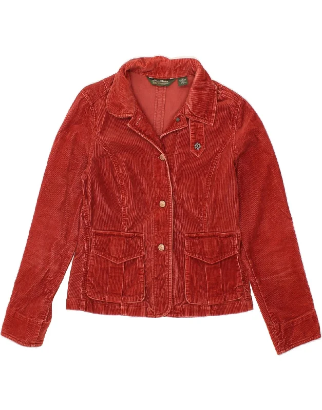 EDDIE BAUER Womens Corduroy Jacket UK 10 Small Brown Cotton Herringbone Jacket Checkered Jacket Solid Jacket
