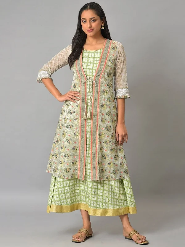 AURELIA Checked Layered Ethnic Dress