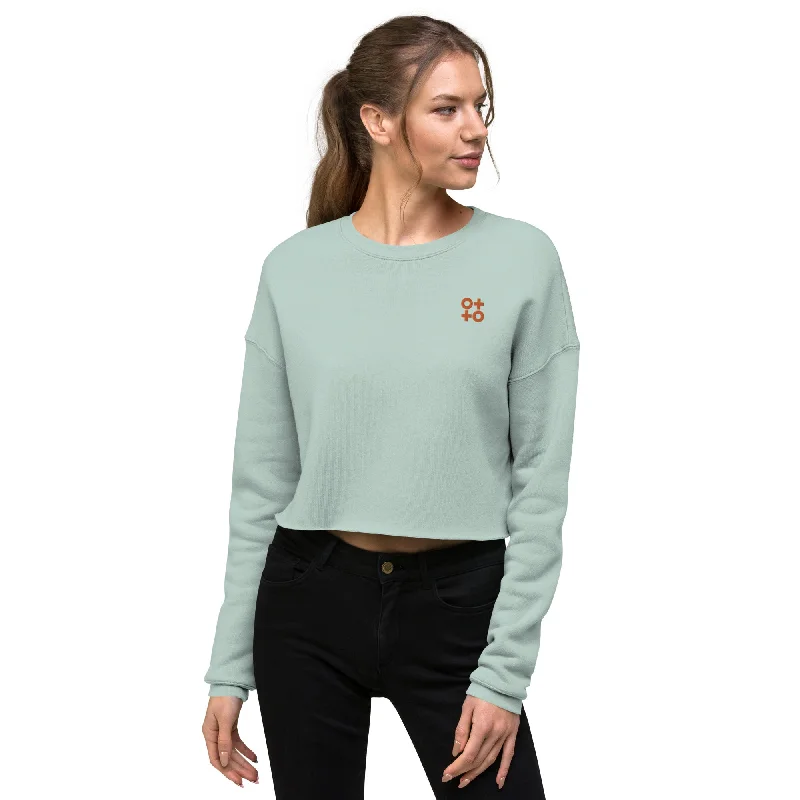 Powder Blue Women's Crop Sweatshirt Hoodie with Camouflage Military Edgy