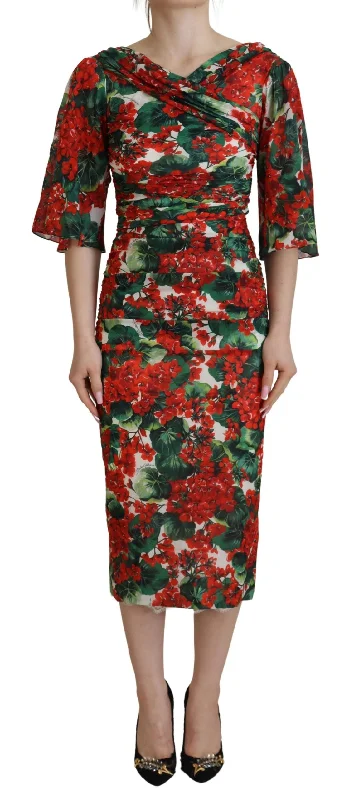 Dolce & Gabbana Enchanting Floral Print Sheath Women's Dress