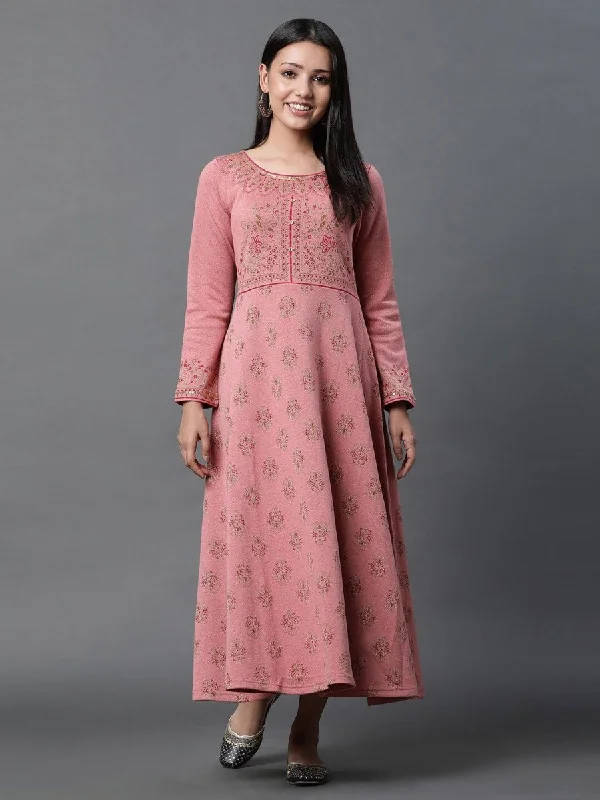 AURELIA Ethnic Motifs Self Design Jacquard Maxi Ethnic Dress