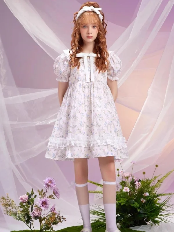 Bunny floral back bow cute doll dress【s0000006954】 Tunics Leisure comfortable