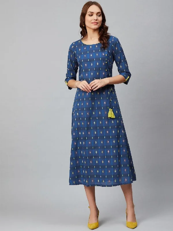 AURELIA Women Yarn-Dyed Angrakha Cotton Dress