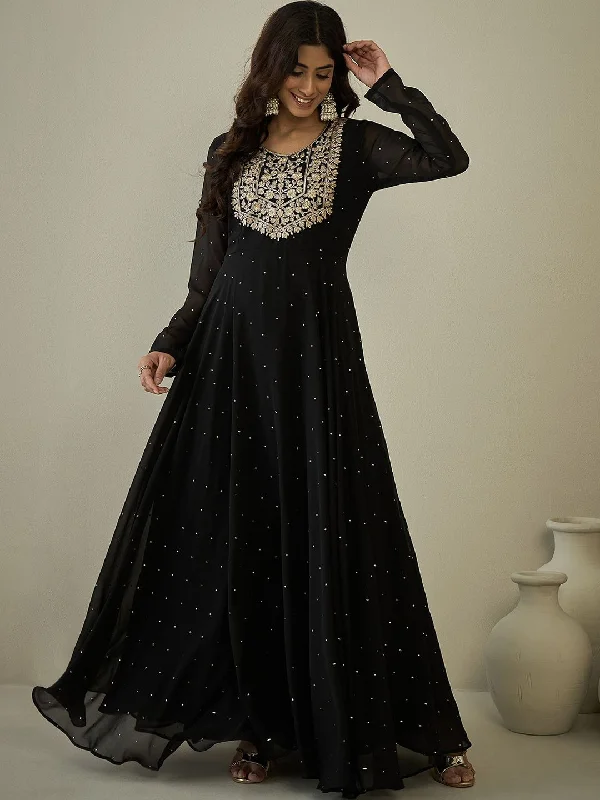Inddus Embroidered Midi-Length Anarkali Ethnic Dresses