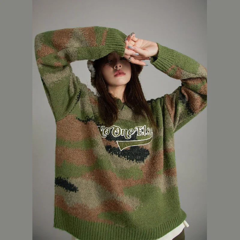 Noe Logo Camouflage Knit Sweater Long Sweater Short Sweater Cropped Sweater