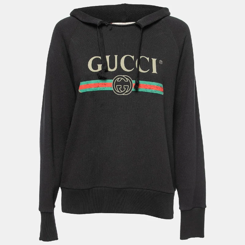 Gucci Black Cotton Blind For Love Embroidered Hoodie Hoodie with Hem Elastic Stretchable Comfortable Gucci Black Cotton Blind For Love Embroidered Hoodie Hoodie with Hem Elastic Stretchable Comfortable