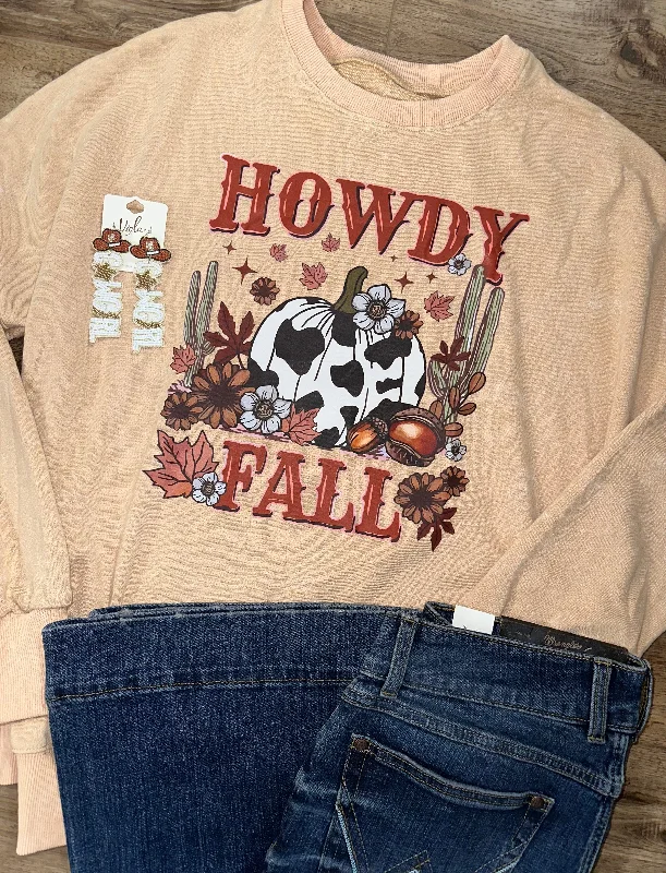 “Howdy Fall” Western Pumpkin Sweatshirt. Hoodie with Oversized Fit Loose Comfortable “Howdy Fall” Western Pumpkin Sweatshirt. Hoodie with Oversized Fit Loose Comfortable