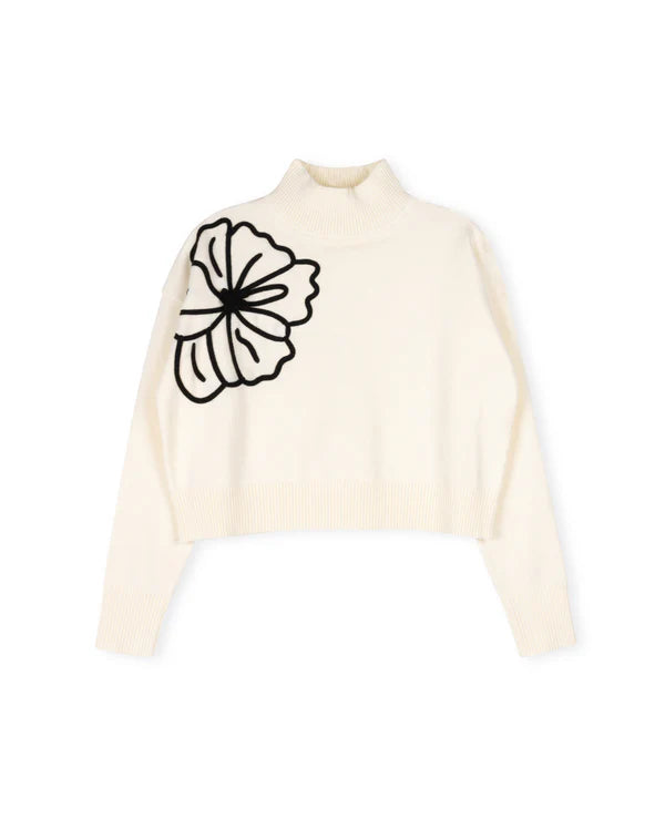 Minimal Girls Flower Knit Sweater And Slip Dress Black/Ivory Wool Sweater Cotton Sweater Cashmere Sweater