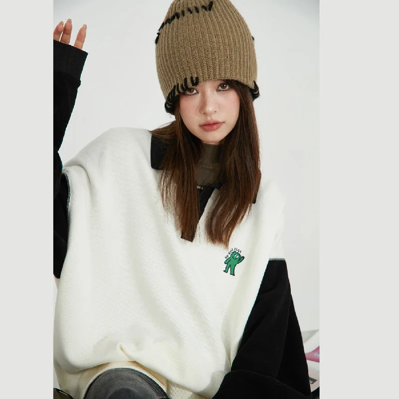 Waving Hi Noe Loose Fit Sweater Knit Fabric Woven Fabric Fleece Fabric
