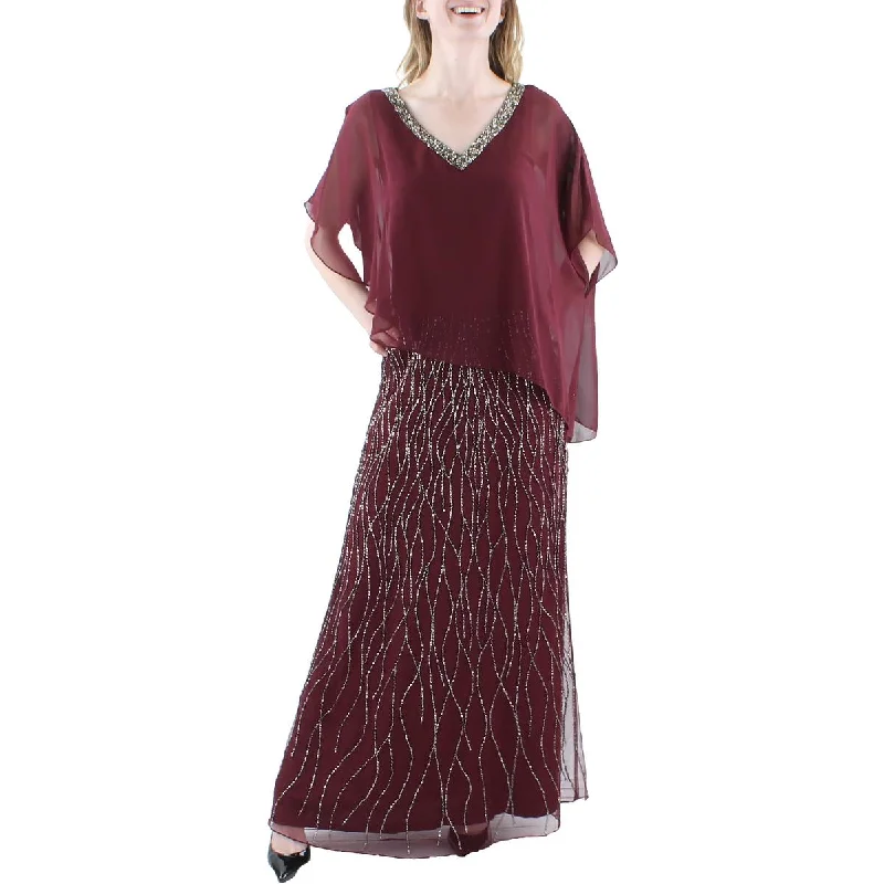 Womens Drapey Long Evening Dress