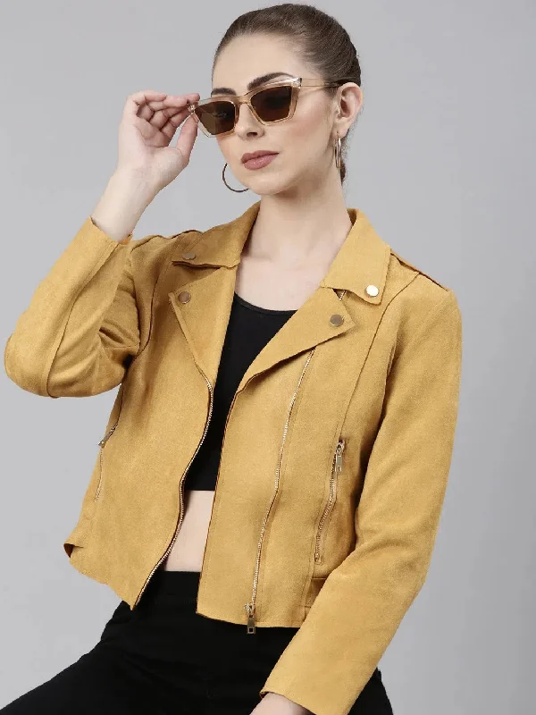 Women Mustard Solid Tailored Jacket-CHN-832-Mustard Jersey Jacket Tulle Jacket Batik Jacket