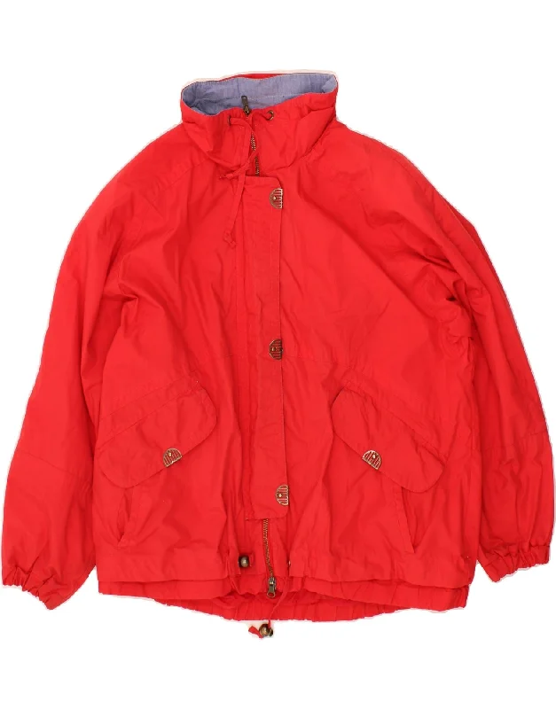 LONDON FOG Womens Oversized Rain Jacket UK 16 Large Red Trench Coat Raincoat Waterproof Jacket