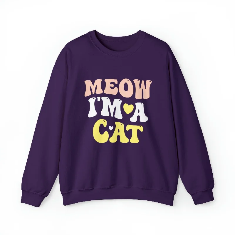 Meow I'm A Cat Unisex Crewneck Sweatshirt Hoodie with Drop Shoulder Relaxed Streetwear Meow I'm A Cat Unisex Crewneck Sweatshirt Hoodie with Drop Shoulder Relaxed Streetwear