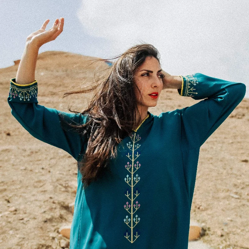 Pigeon Blue Djellaba Moroccan Dress