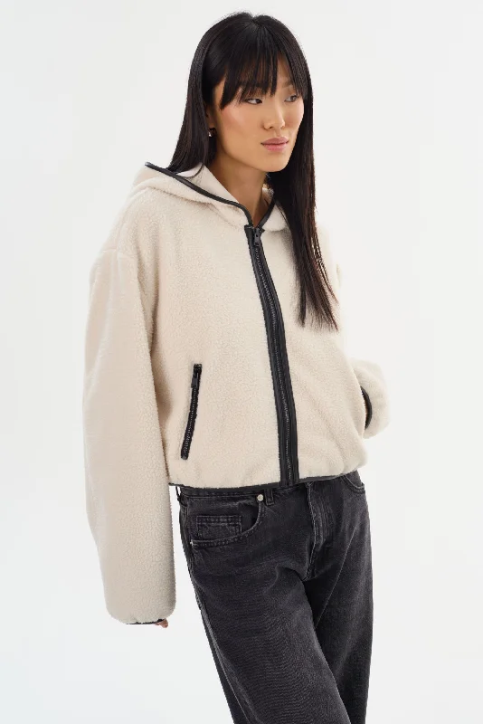 ARLINA | Polar Fleece Zip-Up Hoodie Hoodie with Hem Elastic Stretchable Comfortable