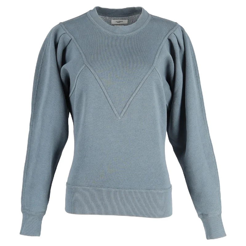 Isabel Marant Etoile Tadelia Sweatshirt In Blue Cotton Hoodie with Set-In Sleeves Structured Classic Isabel Marant Etoile Tadelia Sweatshirt In Blue Cotton Hoodie with Set-In Sleeves Structured Classic
