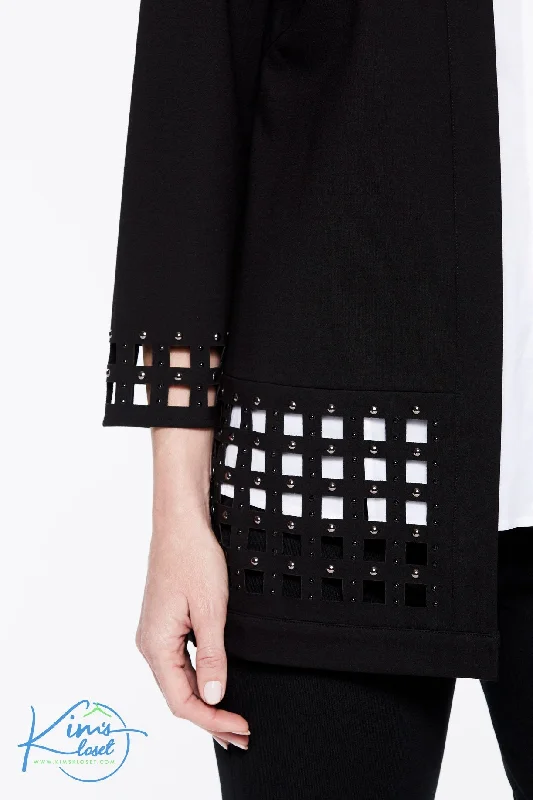 Lattice Hem Ponte Jacket Hoodie Zip-Up Jacket Button-Up Jacket