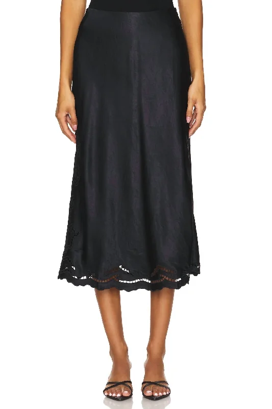 Anya Skirt In Black Eyelet corduroy skirt durable