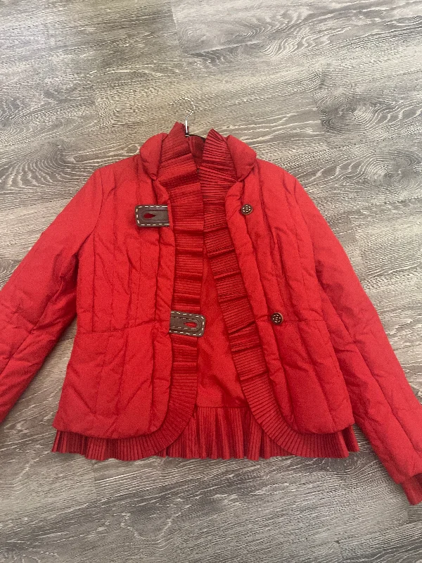 Arden B Ruffle Trim Button Jacket (Size Medium) Wool Fabric Cashmere Fabric Tweed Fabric