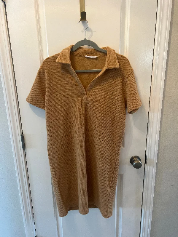 Polo Sweater Dress Women’s Size Medium Tan Transparent Opaque Sheer