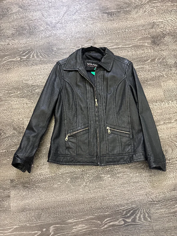 Wilson’s Leather Full Zip 2 Pocket Jacket - medium Front Pockets Side Pockets Patch Pockets