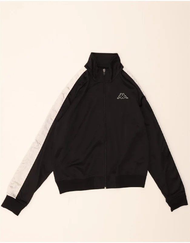 KAPPA Womens Tracksuit Top Jacket UK 18 XL Black Colourblock Polyester Hoodie Zip-Up Jacket Button-Up Jacket